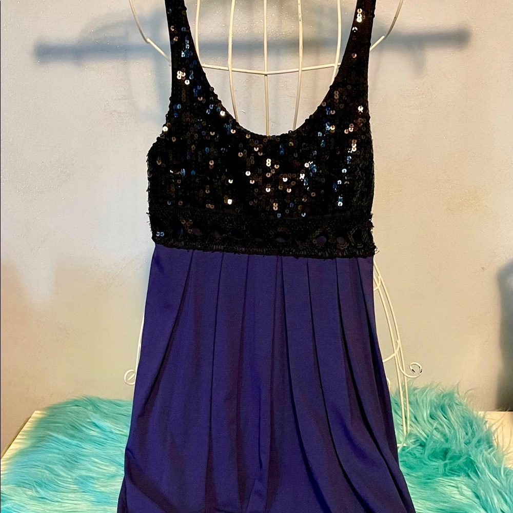 Beautiful Sparkle Dressy Cocktail Party Dress in Black & Blue